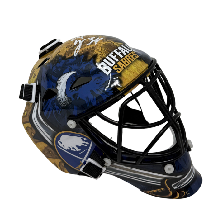 buffalo sabres football helmet Alex Lyon Signed Buffalo Sabres Mini Hockey Goalie Mask — TSE Buffalo