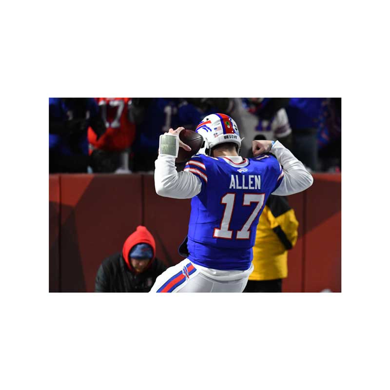 PRE-SALE: Josh Allen Signed Flex Celebration Back View Photo — TSE Buffalo