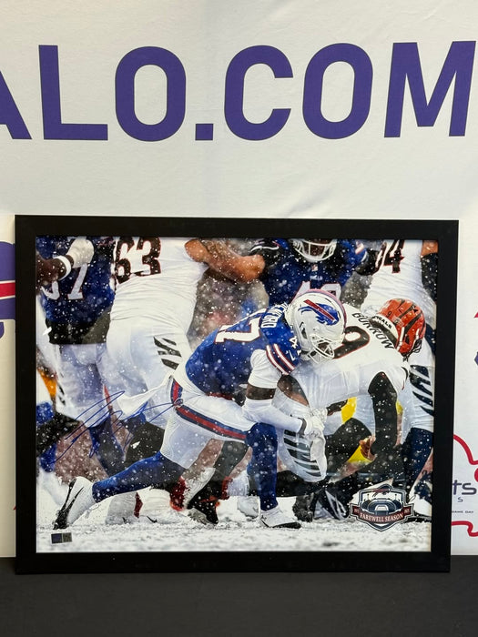 Facebook Auction: Christian Benford Signed Sacking Joe Burrow Photo 16x20 (Standard Frame)