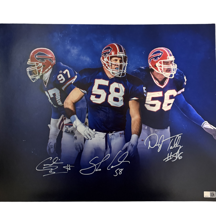 Cornelius Bennett, Shane Conlan and Darryl Talley Triple Signed Color Burst Collage Photo