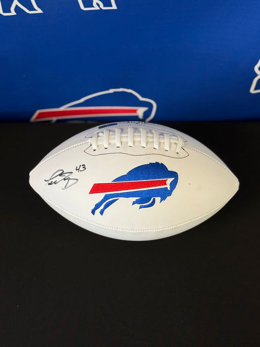 Facebook Auction: Terrel Bernard Signed White Logo Stitched Football (Old Number)