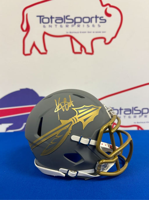 Facebook Auction: Keon Coleman Autographed Florida State Slate Mini Helmet TSE Buffalo 