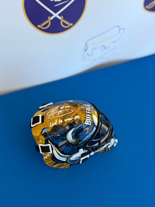 Facebook Auction: Martin Biron Signed Buffalo Sabres Mini Goalie Mask with "Last to Wear '00"