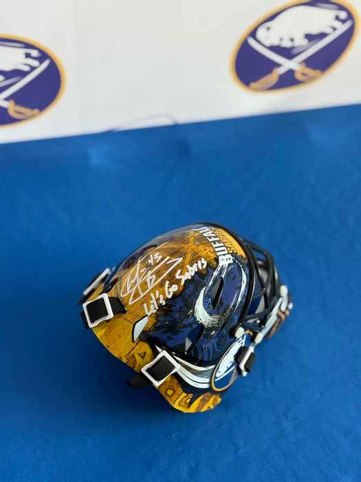 Facebook Auction: Martin Biron Signed Buffalo Sabres Mini Goalie Mask with "Lets Go Sabres"
