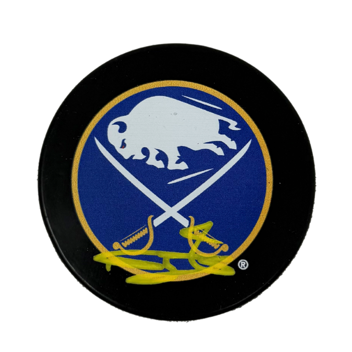 Bowen Byram Signed Buffalo Sabres Large Logo Hockey Puck