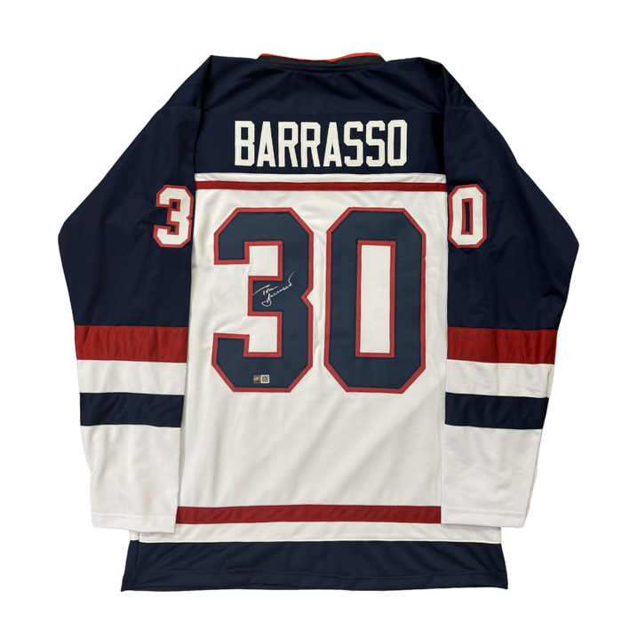 Tom Barrasso Signed Pro-Style White USA Hockey Jersey
