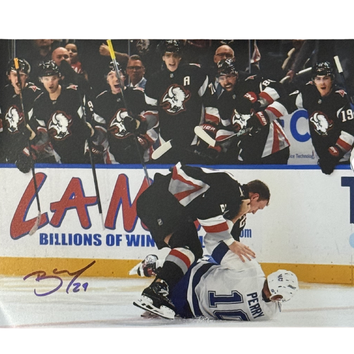 Beck Malenstyn Signed Fighting in Front of Home Bench Photo