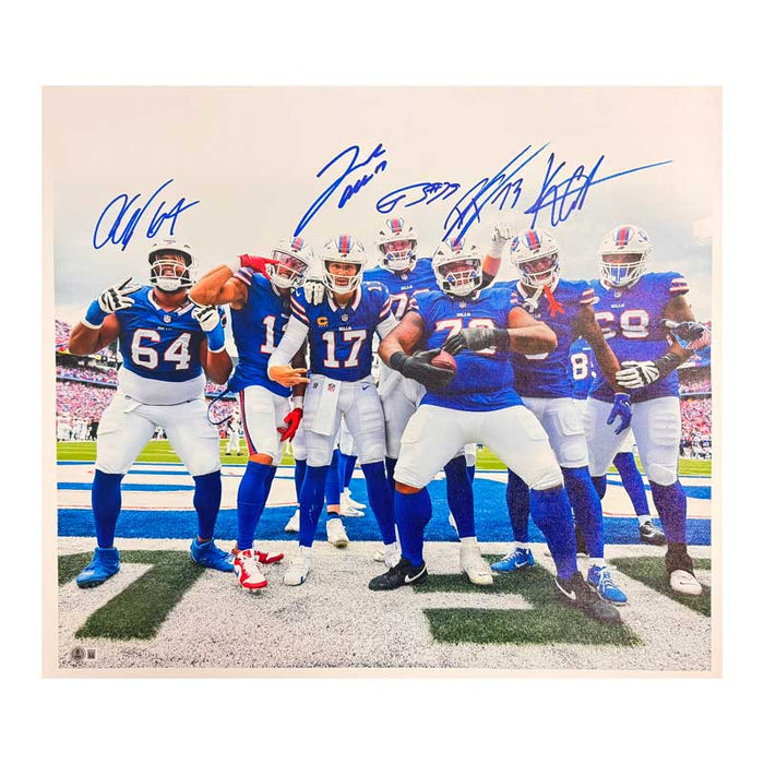 Josh Allen Multi Signed Team Touchdown Celebration 20x24 Canvas