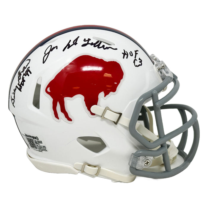 Joe DeLamielleure and Billy Shaw Dual Signed Buffalo Bills Standing Buffalo Speed Mini Helmet Signed Mini Helmets TSE Buffalo 