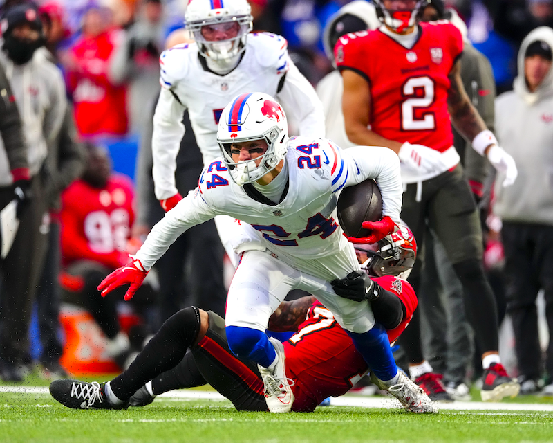 PRE-SALE: Cole Bishop Signed Interception vs Buccaneers Photo
