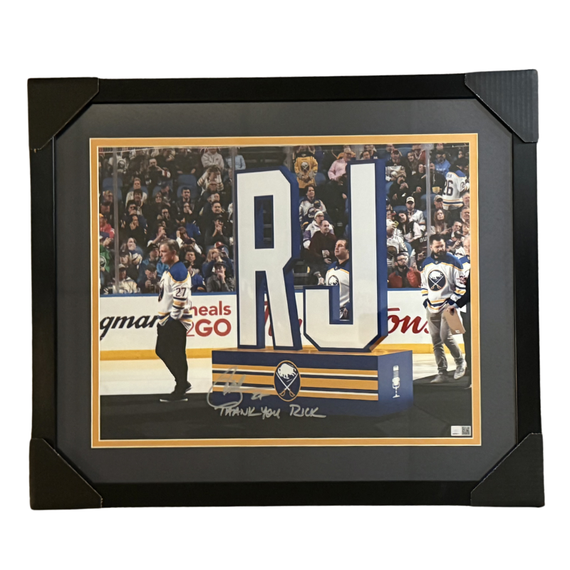 Brad May Signed Standing Near RJ Tribute Display 16x20 Photo with 
