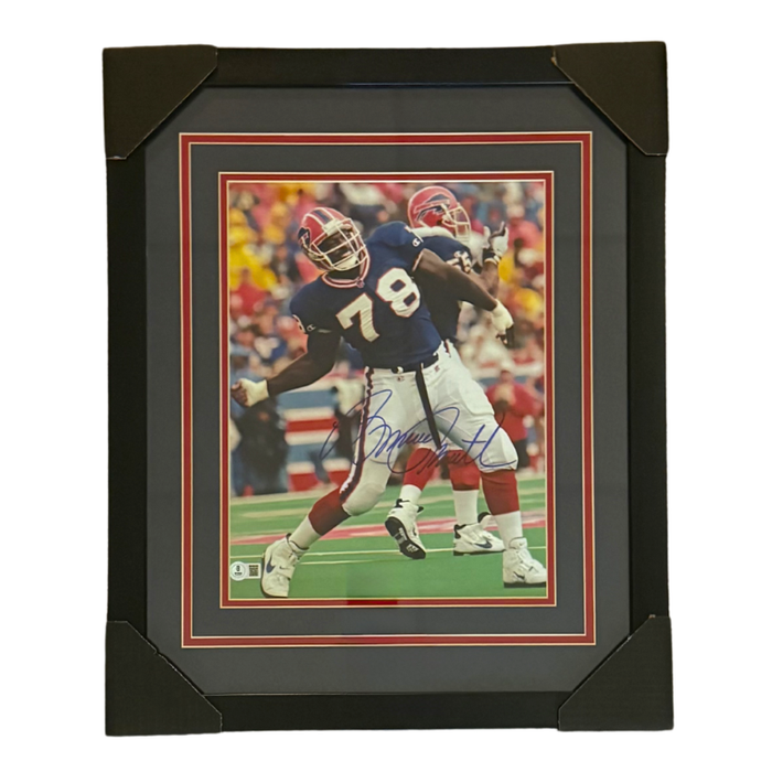 Bruce Smith Signed Fist Pump Sack Celebration 11x14 Photo Professionally Framed