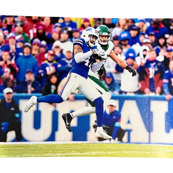 Christian Benford Unsigned Interception vs. Jets 8x10 Photo