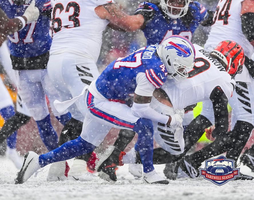 PRE-SALE: Christian Benford Signed Sacking Joe Burrow Photo