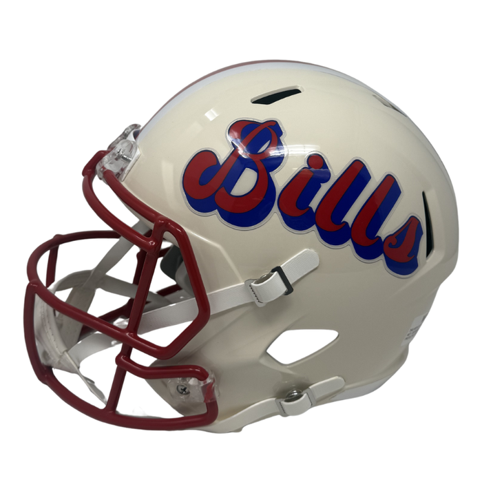 Christian Benford Signed Buffalo Bills Full Size Retro Speed Replica Helmet with "Let's Go Buffalo"