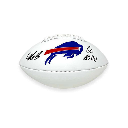 Cole Bishop Signed Buffalo Bills White Logo Football with Go Bills Signed Football TSE Buffalo 