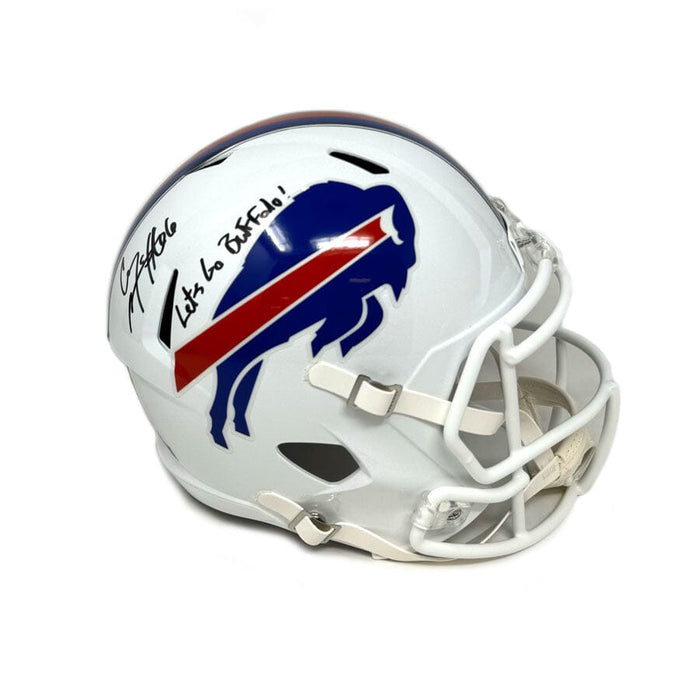 Connor McGovern Signed Buffalo Bills Full Size 2021 Speed Replica Helmet with Let's Go Buffalo Signed Full Size Helmets TSE Buffalo 