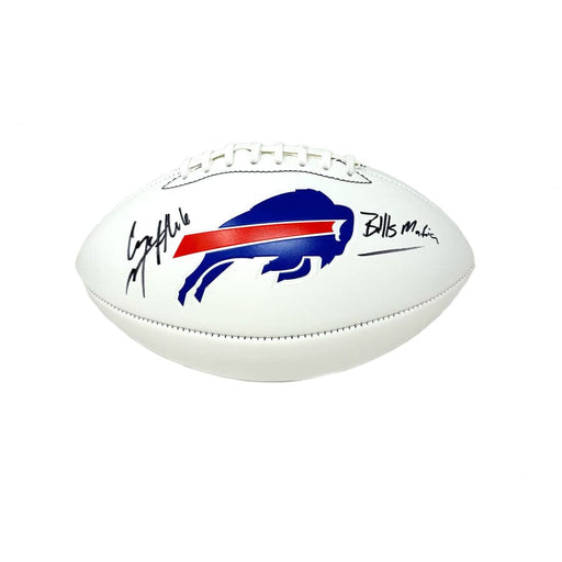 Connor McGovern Signed Buffalo Bills White Logo Football with Bills Mafia Signed Footballs TSE Buffalo 