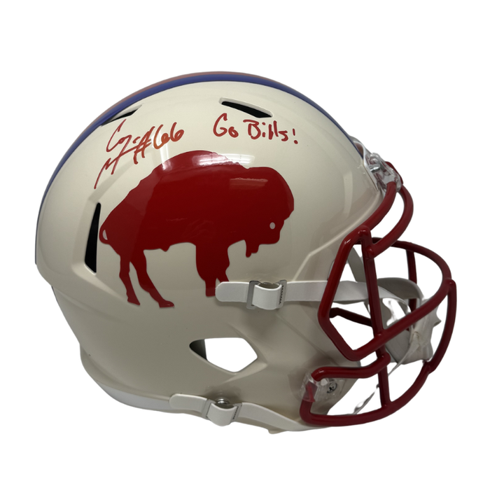 Connor McGovern Signed Buffalo Bills Full Size Retro Speed Replica Helmet with "Go Bills"