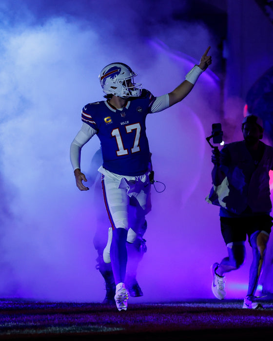 Unsigned Josh Allen Running out of Tunnel Home Opener Photo