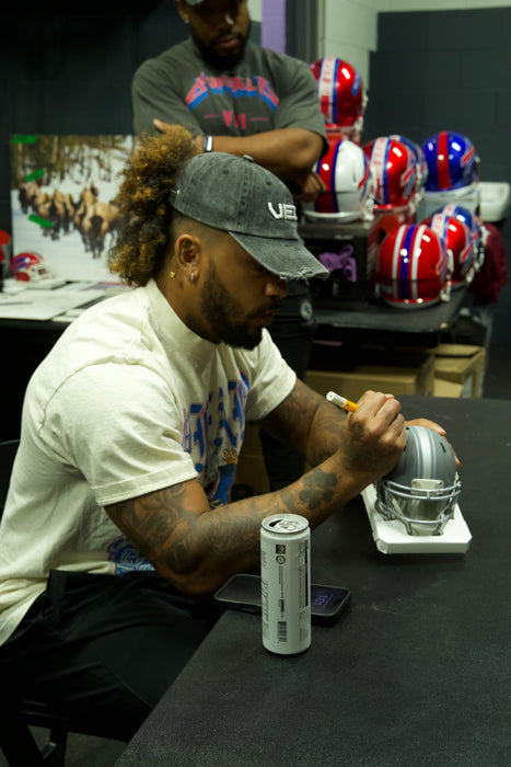 Ty Johnson Signed Buffalo Bills Slate Speed Mini Helmet