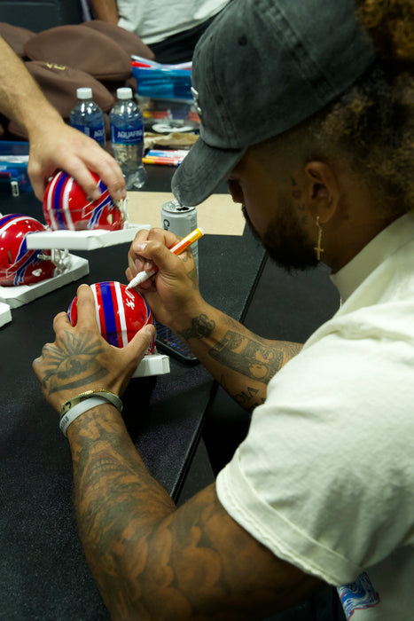 Ty Johnson Signed Buffalo Bills Red Throwback Speed Mini Helmet