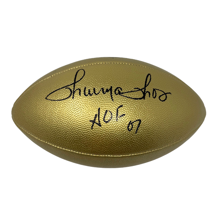 Thurman Thomas Signed Gold Wilson Replica Football with HOF '07