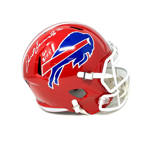 David Edwards Signed Buffalo Bills Full Size Red TB Speed Replica Helmet with Go Bills Signed Full Size Helmets TSE Buffalo 