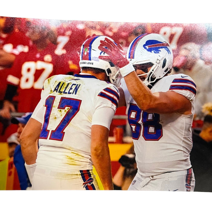 Dawson Knox Unsigned Holding Allens Helmet 8x10 Photo