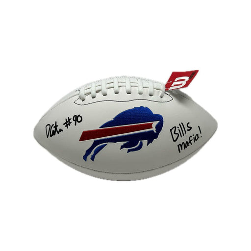 Dewayne Carter Signed Buffalo Bills White Logo Football with "Bills Mafia" Signed Footballs TSE Buffalo 