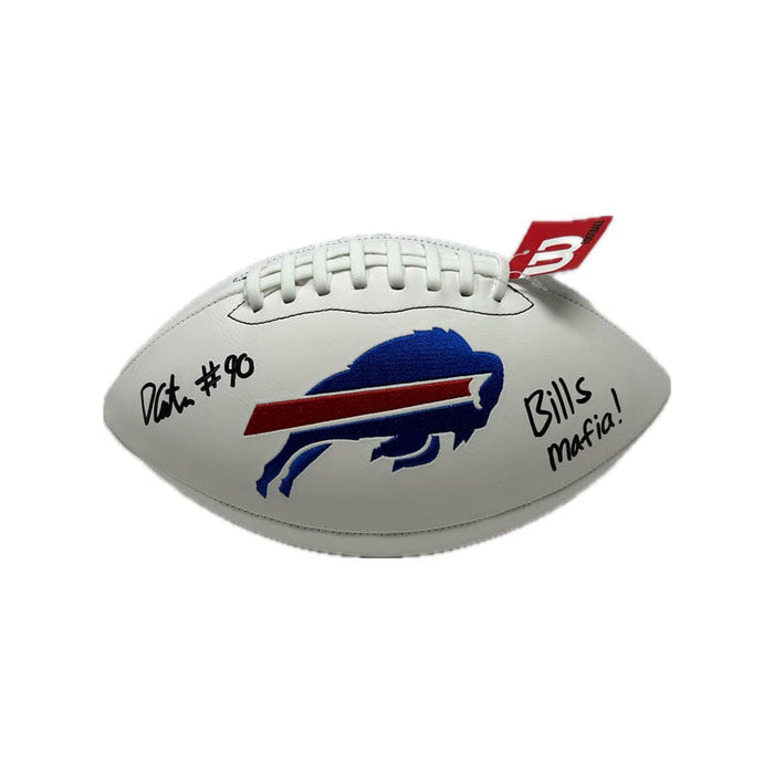 Dewayne Carter Signed Buffalo Bills White Logo Football with "Bills Mafia" Signed Footballs TSE Buffalo 