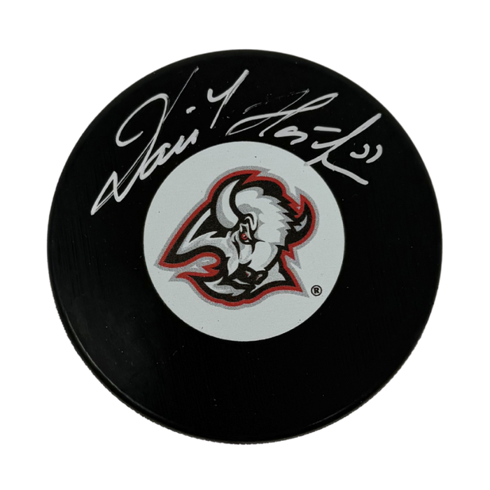 Dominik Hasek Signed Buffalo Sabres Small Goathead Logo Hockey Puck