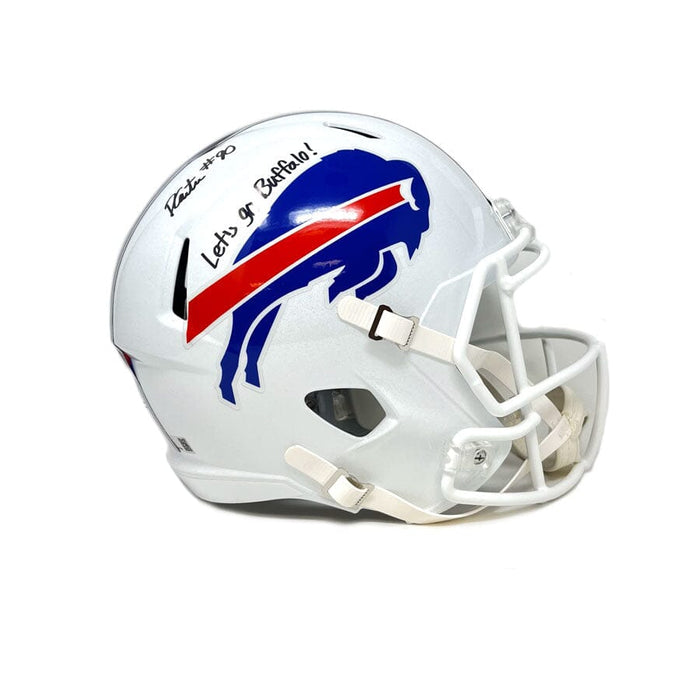 Dewayne Carter Signed Buffalo Bills Full Size 2021 Speed Replica Helmet with Let's Go Buffalo Signed Full Size Helmets TSE Buffalo 