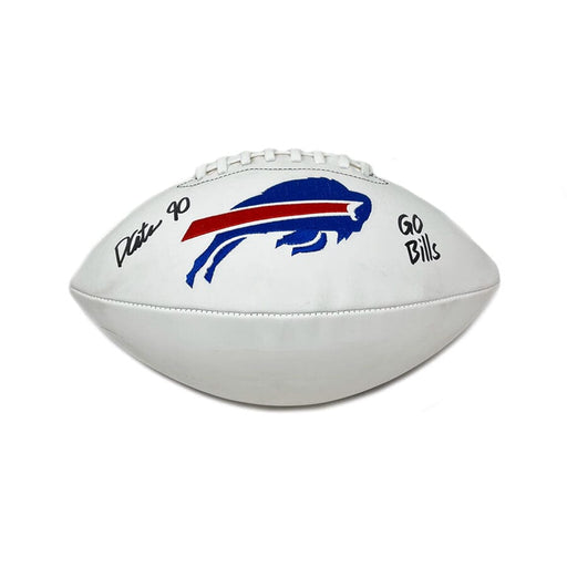 Dewayne Carter Signed Buffalo Bills White Logo Football with "Go Bills" Signed Footballs TSE Buffalo 