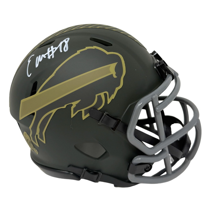 DOORBUSTER: Elijah Moore Signed Buffalo Bills 2025 Salute to Service Speed Mini Helmet