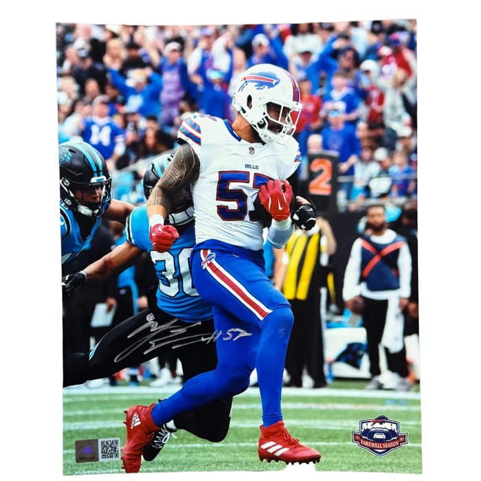 DOORBUSTER: AJ Epenesa Signed Running with Ball vs Panthers 8x10 Photo - Vertical