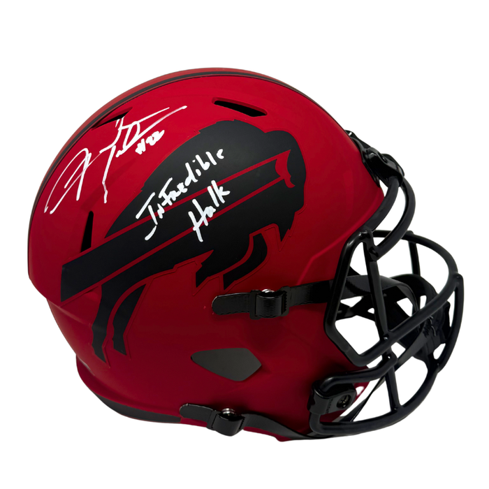 Fred Jackson Signed Buffalo Bills Full Size RAVE Speed Replica Helmet with Infredible Hulk