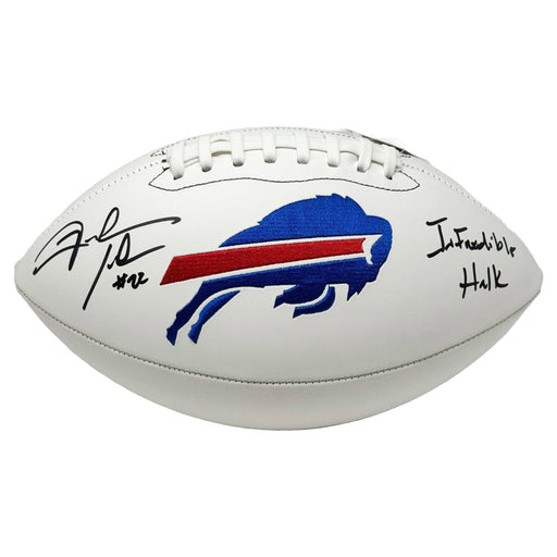 Fred Jackson Signed Buffalo Bills White Logo Football with Infredible Hulk Signed Footballs TSE Buffalo 