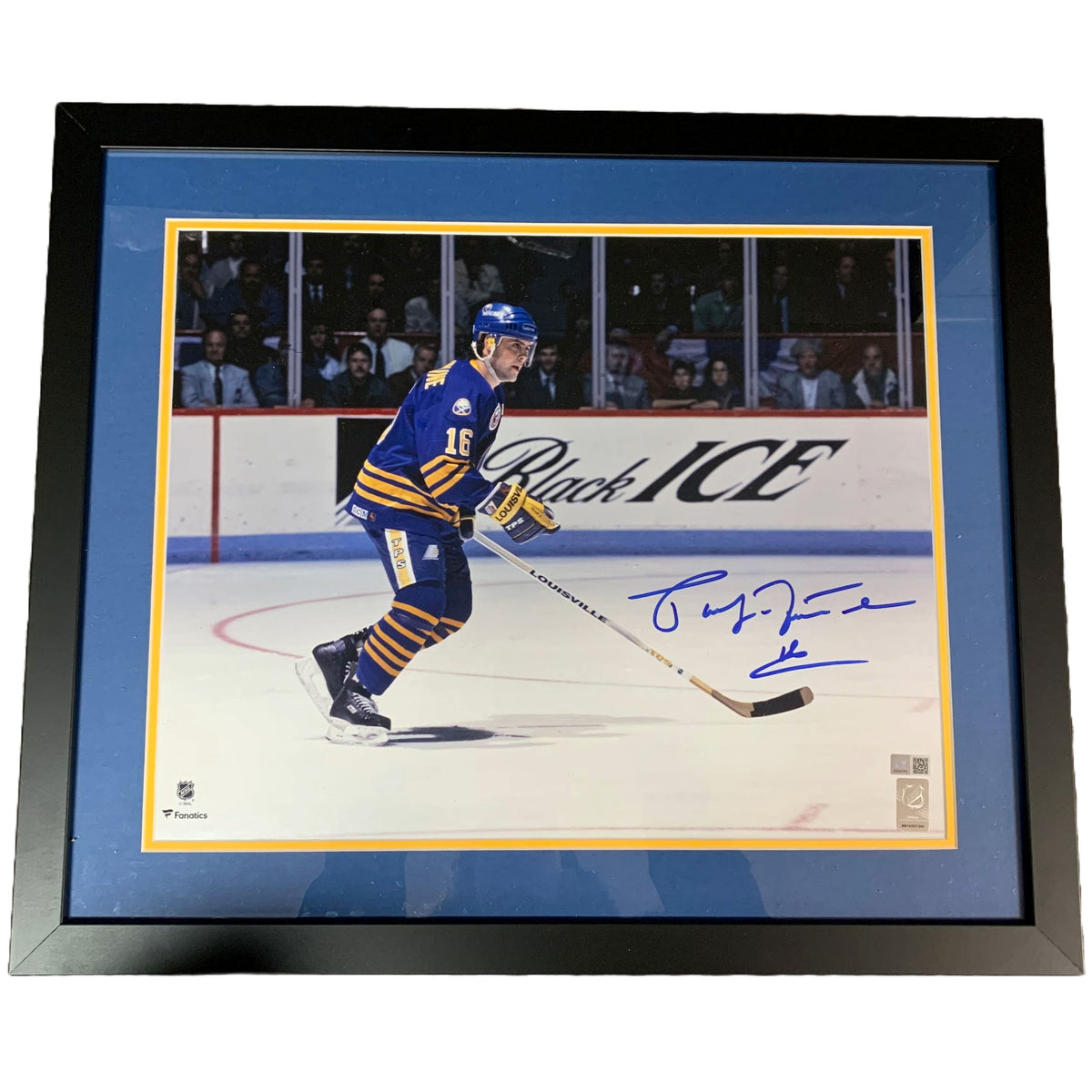 Pat LaFontaine Skating in Blue Signed 16x20 Photo- Professionally Fram ...