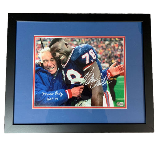 Bruce Smith and Marv Levy Hugging Dual Signed 11x14 Photo- Professionally Framed Signed Photos TSE Framed 
