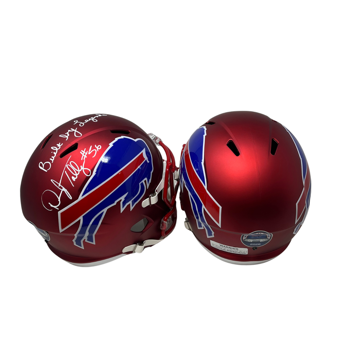 Darryl Talley Signed TSE Exclusive Riddell Inaugural Buffalo Bills Full Size Red Speed Replica Helmet with "Built By Legends"