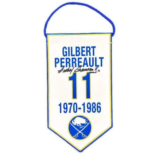 PRE-SALE: Gilbert Perreault Signed Buffalo Sabres Mini Banner PRE-SALE TSE Buffalo 