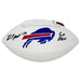 Greg Rousseau Signed Buffalo Bills White Logo Football with Go Bills Signed Footballs TSE Buffalo 