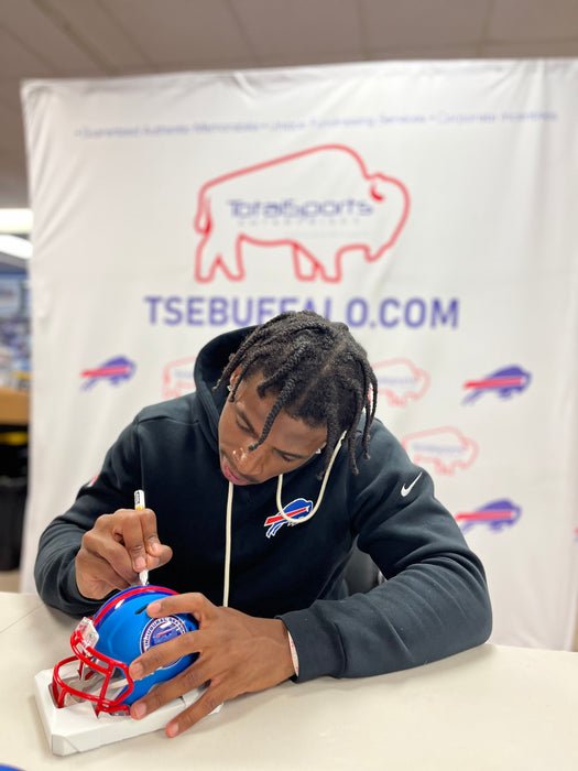 Skyler Bell Signed TSE Exclusive Riddell Inaugural Buffalo Bills Blue Speed Mini Helmet