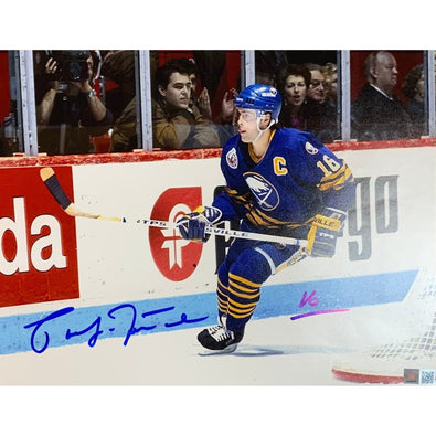 Pat LaFontaine Signed Skating "Tongue Out" Photo Signed Hockey Photo TSE Buffalo 8x10 