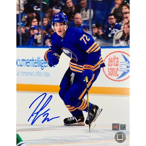 Tage Thompson Signed Skating in Blue 8x10 Photo Signed Hockey Photo TSE Buffalo 