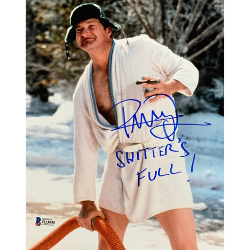 Randy Quaid Signed Christmas Vacation Bathrobe 8x10 Photo with "Shitter's Full" Signed Movie TSE Buffalo 