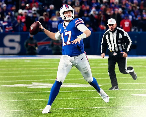 Josh Allen Unsigned About To Throw In Blue 16x20 Photo Unsigned Photos TSE Buffalo 