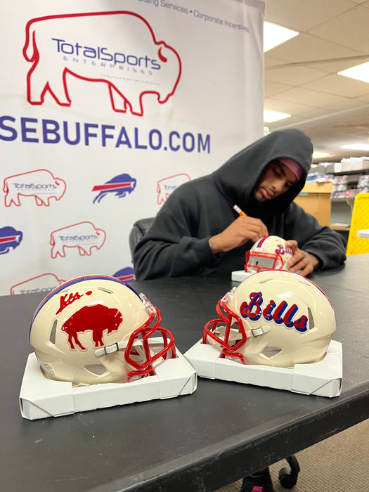 Keon Coleman Signed Buffalo Bills Retro Speed Mini Helmet