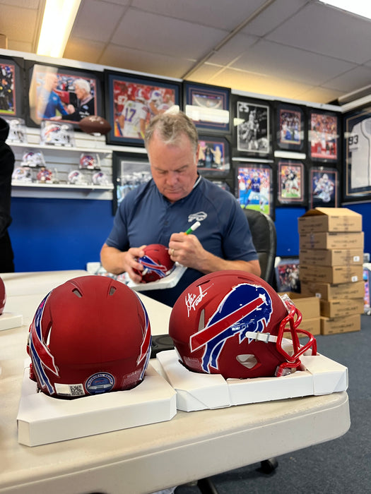 Steve Tasker Signed TSE Exclusive Riddell Inaugural Buffalo Bills Red Speed Mini Helmet
